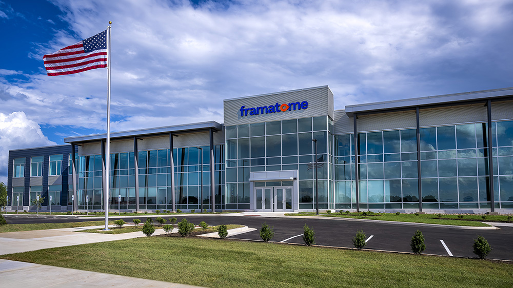 Scenic view of downtown Lynchburg Virginia showing historic buildings and the Blue Ridge Mountains in the background